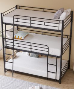 Twin Over Twin Over Twin Heavy Duty Metal Bunk Bed