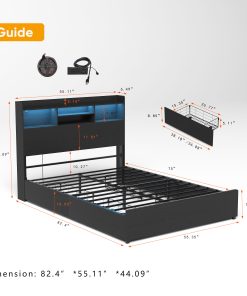 Full Bed Frame with 4 Storage Drawers