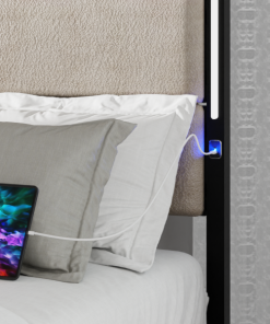 King Size Bed Frame with Upholstered Headboard