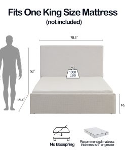 Lucas Tall Headboard Upholstered Bed, King Size