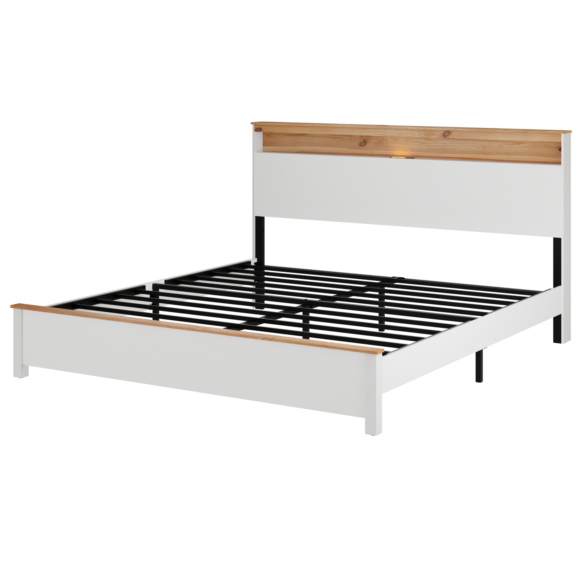 King Bedstead With Charging Station All Wood Bed Frame