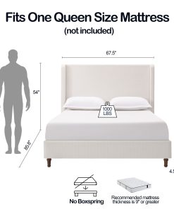 Harper Tall Headboard Upholstered Bed, Queen Size