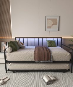 Twin Daybed with RGB LED Lights & Charging Station