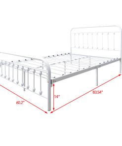 Victorian Style Metal Platform Bed Frame, Queen Size