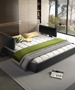 King Size Cloud Bed Frame with Oversized Padded Movable Headboard