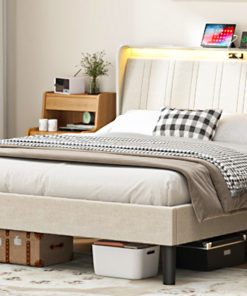 Upholstered Queen Size Platform Bed Frame