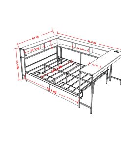 Full Size Corner Bed Frame With Bookcase And 2 Drawers
