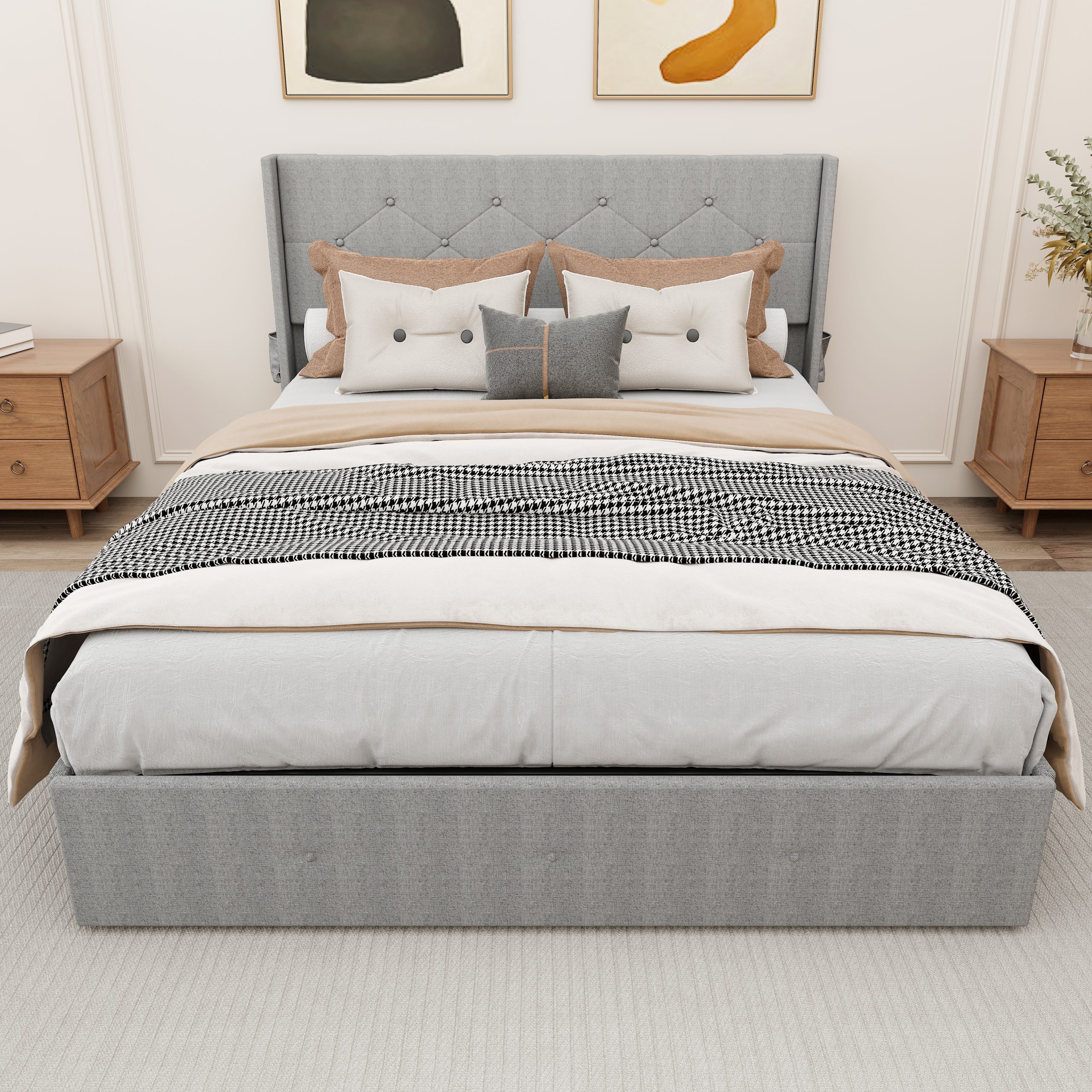 Queen Size Bed Frame with Storage