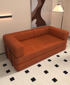 Convertible Sleeper Sofa Bed with Cylindrical Pillow