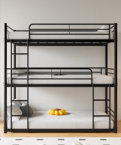 Twin Over Twin Over Twin Metal Bunk Bed Platform Frame