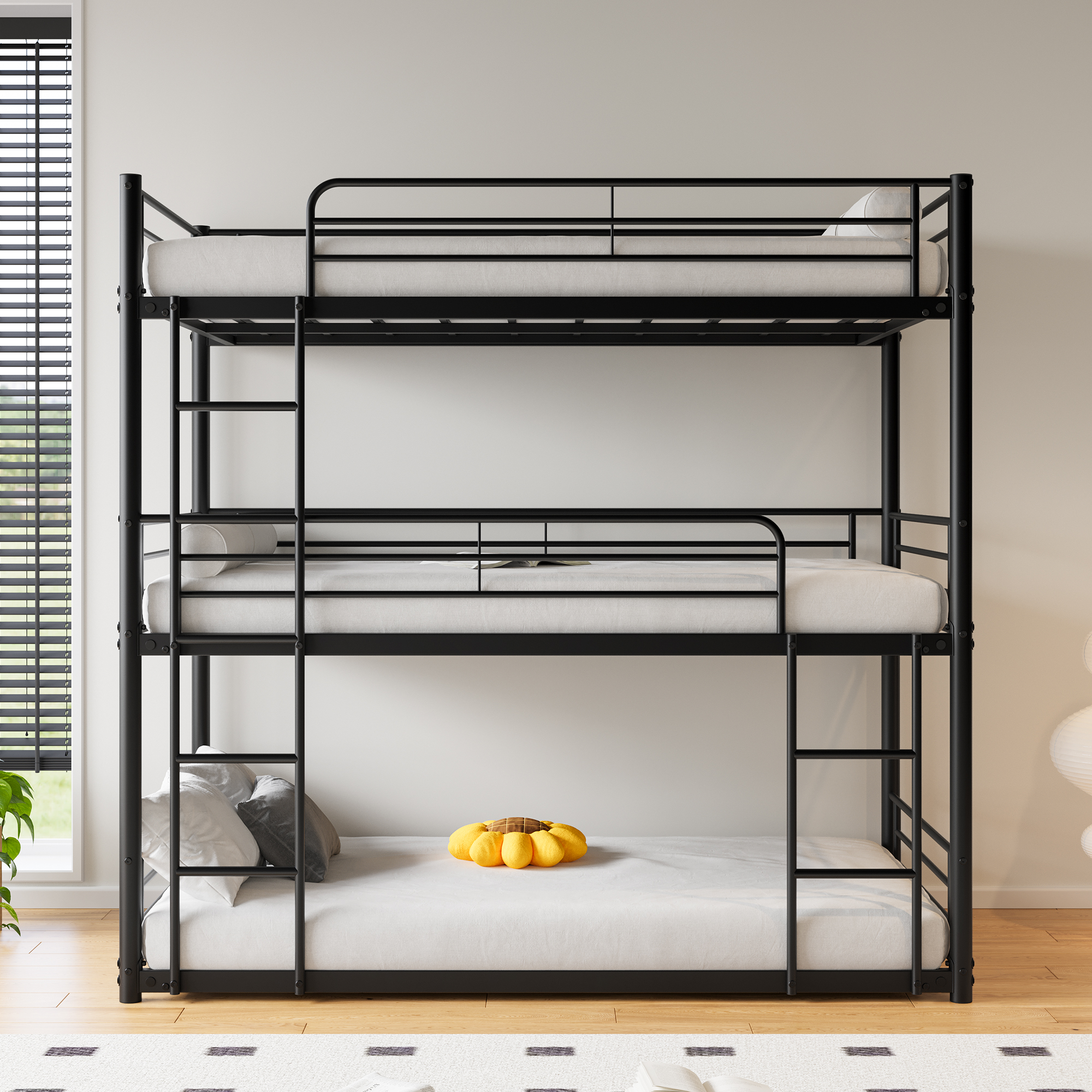 Twin Over Twin Over Twin Metal Bunk Bed Platform Frame
