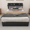 Queen Bed Frame with USB Charging Station & LED Lights