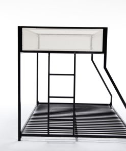 Metal Twin Over Full Bunk Bed with White Mesh Guard Rail