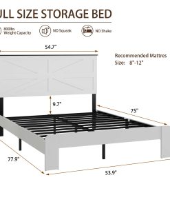 Wood Platform Bed Frame with Headboard