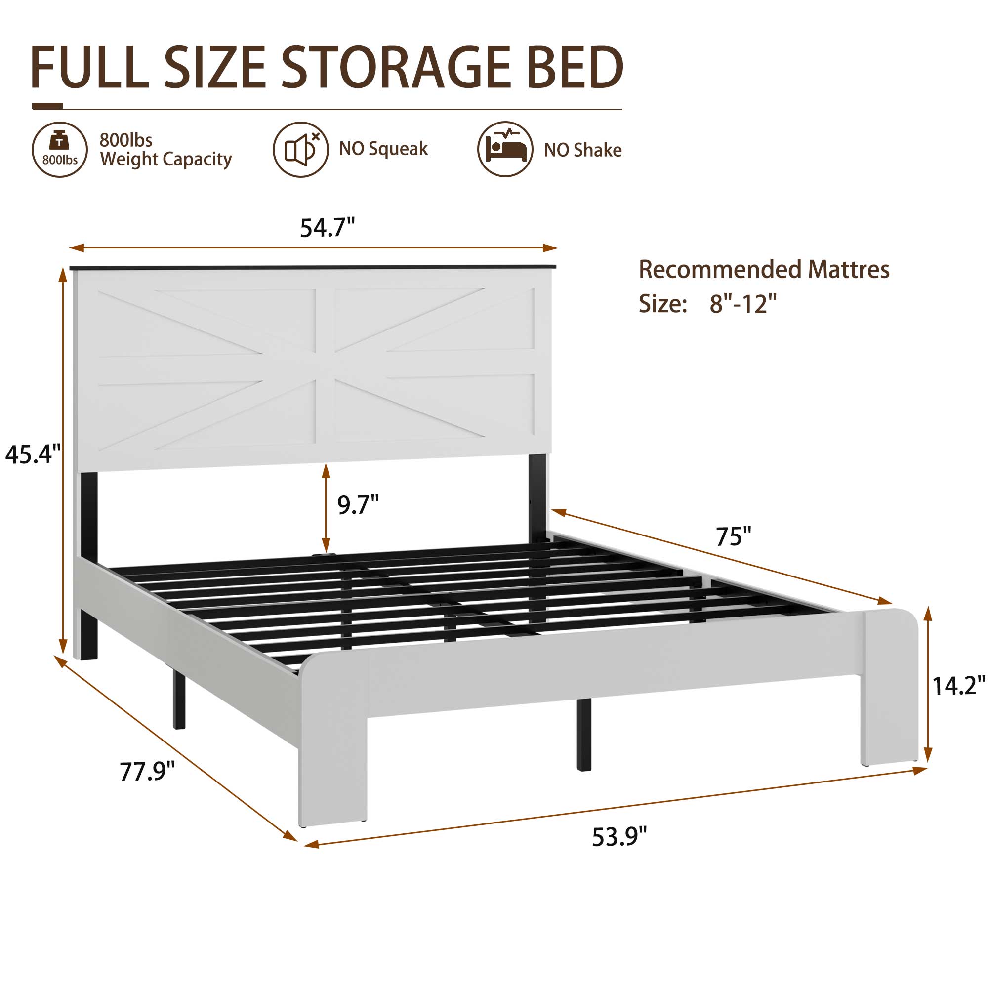 Wood Platform Bed Frame with Headboard