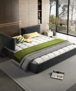 King Size Cloud Bed Frame with Oversized Padded Movable Headboard