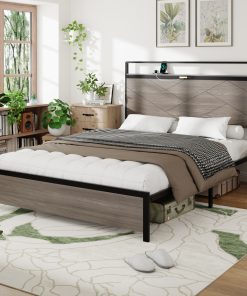 MDF+Metal Full Size Platform Bed Frame