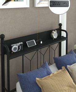 Twin Bed Frames with Headboard, Charging Station and  LED Light