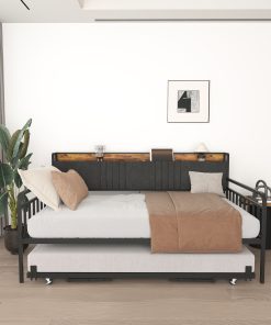 Sturdy Metal Twin Daybed With Trundle