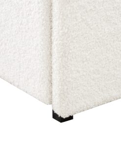 Queen Size Ivory Boucle Upholstered Platform Bed