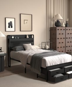 Twin Size Bed Frames with Storage Drawers
