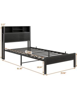 Twin Size Bed Frame With Storage Headboard