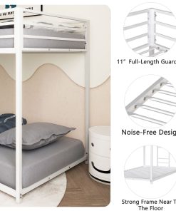 White Twin Over Twin Bunk Bed For Kids And Adult