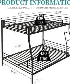 Heavy Duty Metal Full Over Queen Bunk Bed Frame