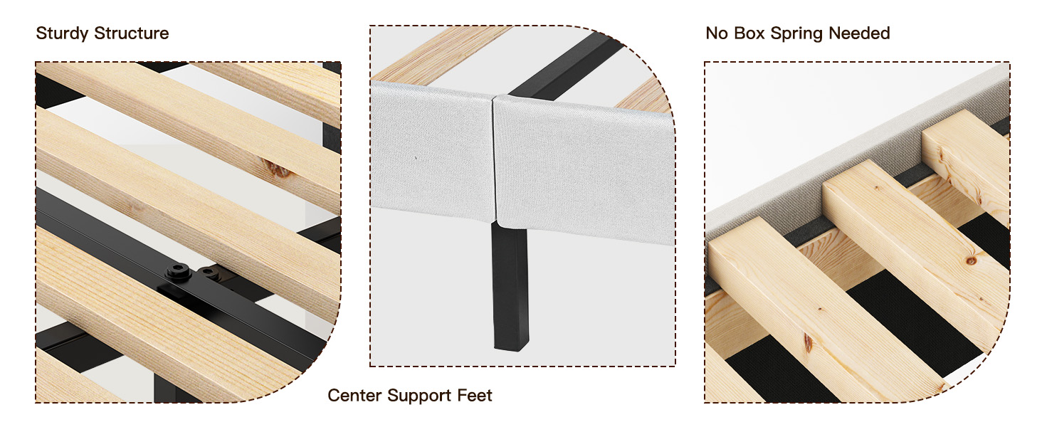 Upholstered Full Size Platform Bed Frame