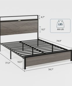 MDF+Metal Full Size Platform Bed Frame