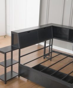Full Size Corner Bed Frame With Bookcase And 2 Drawers
