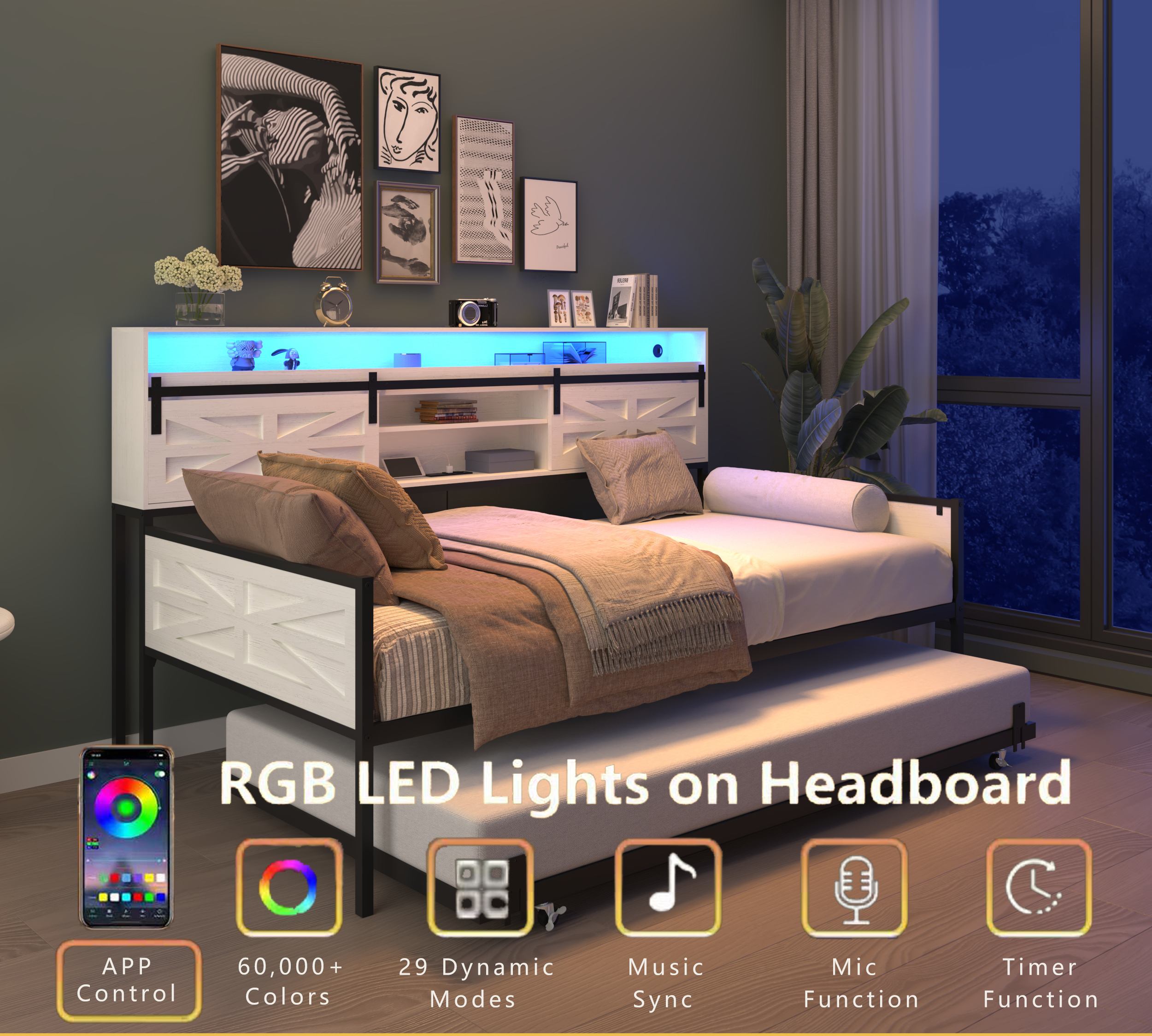 Farmhouse Twin Daybed With Trundle