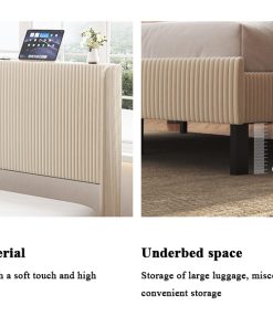 Metal Queen Size Platform Bed With Charging Station