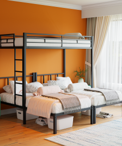 Metal Twin Over Twin Over Twin Bunk Bed
