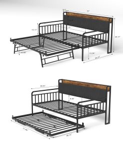Sturdy Metal Twin Daybed With Trundle