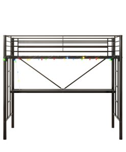 Twin Metal Loft Bed with Desk