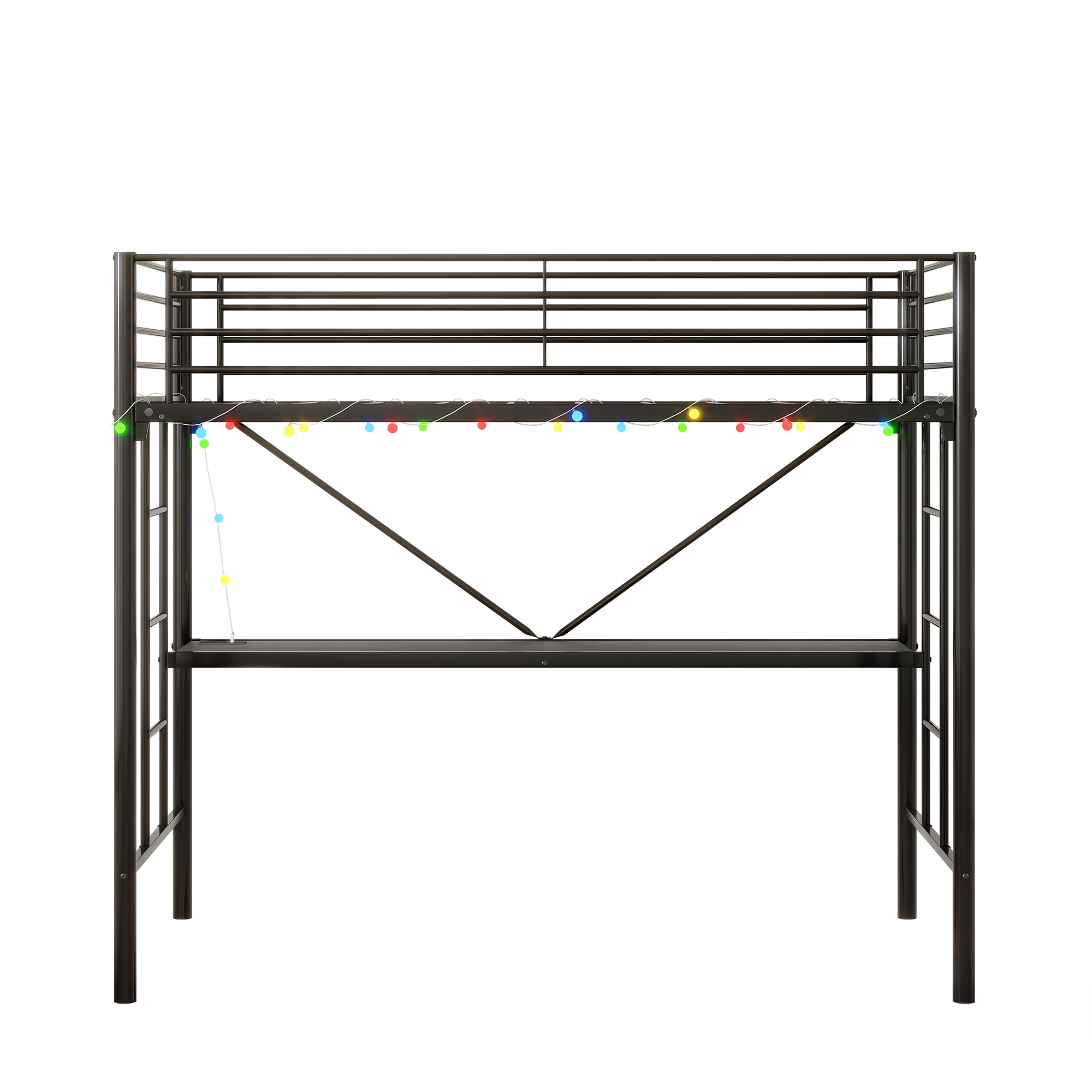 Twin Metal Loft Bed with Desk