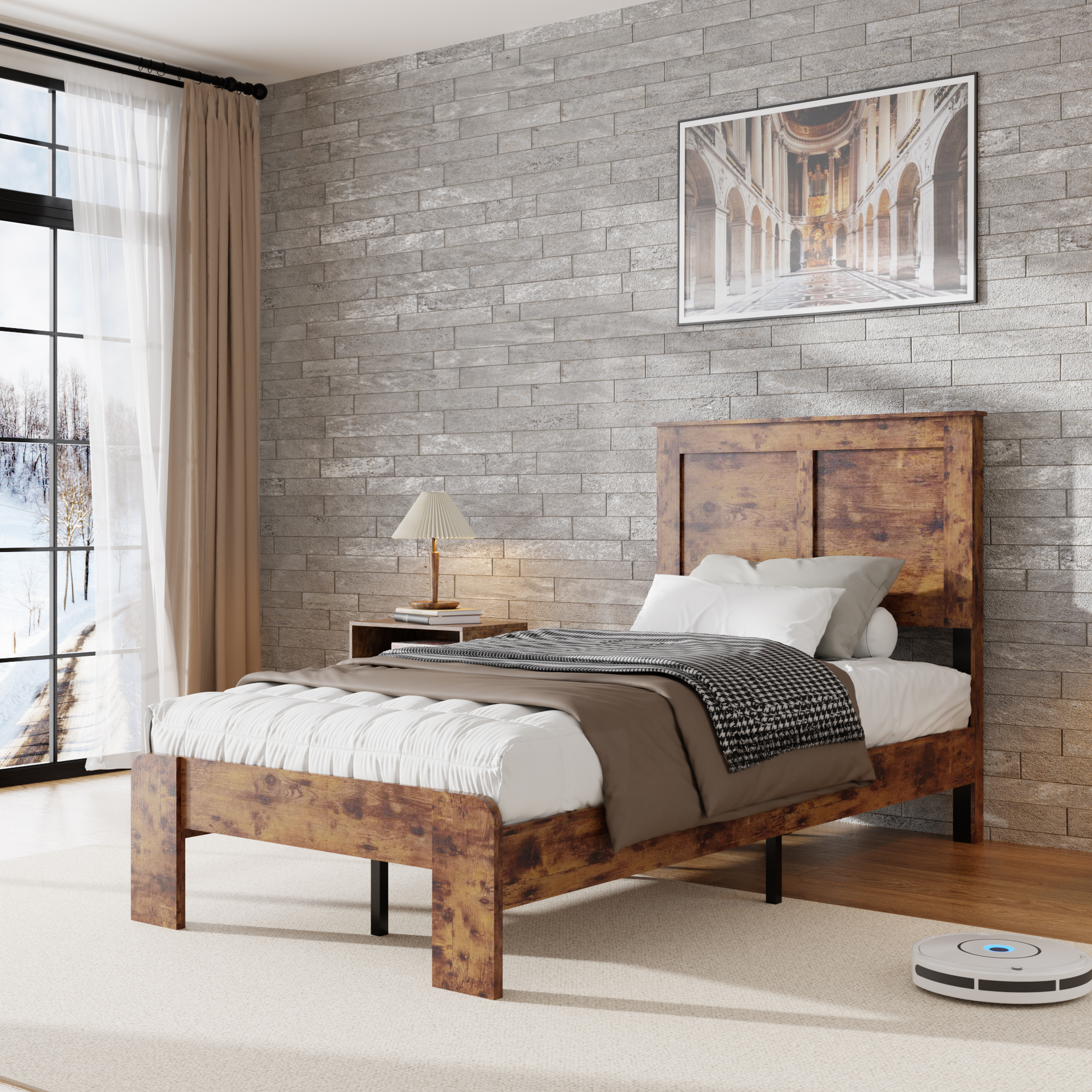 Wooden Twin Platform Bed Frame