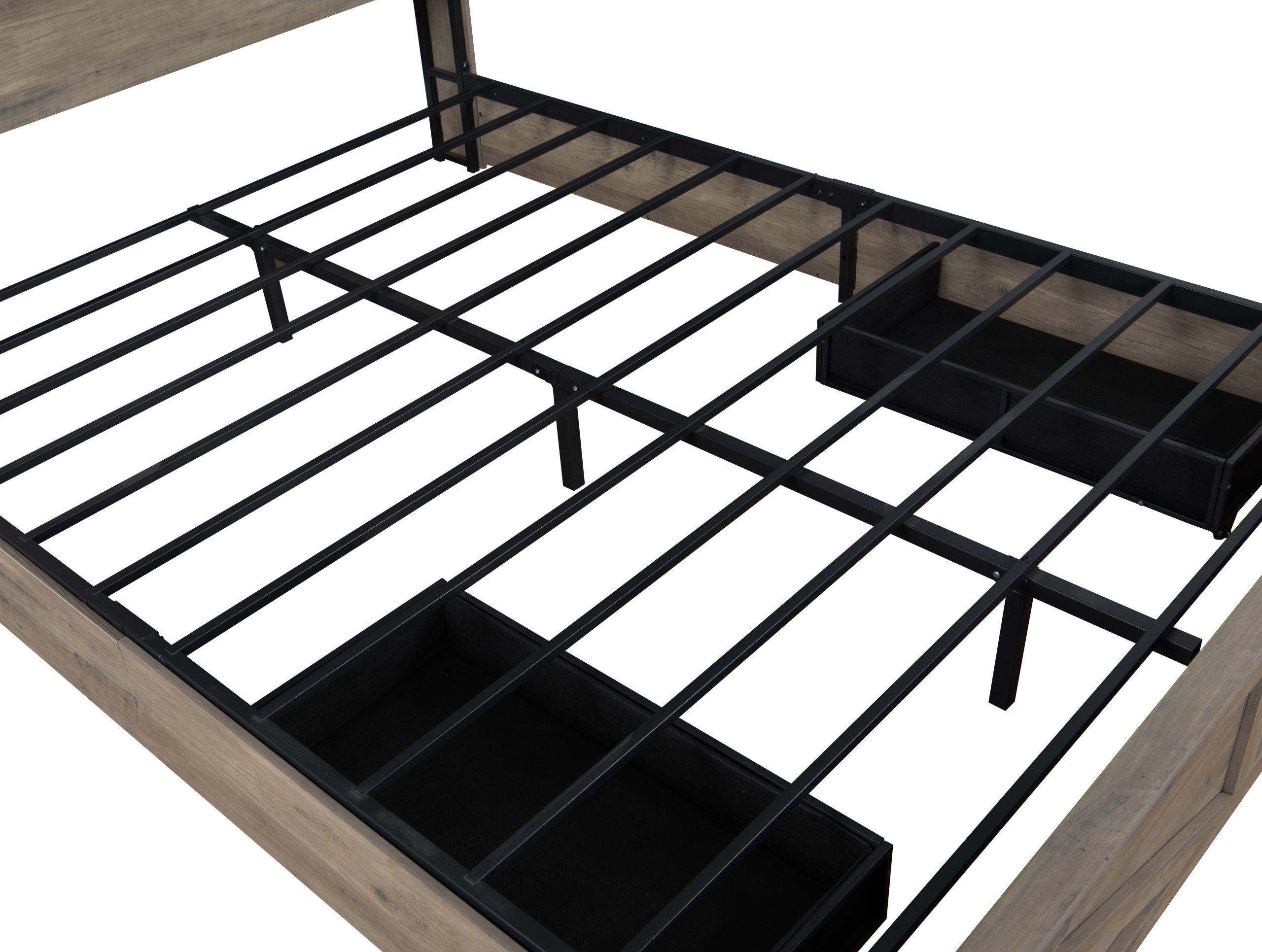 King Size Farmhouse Bed With LED Lights And Charging Station