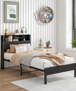 Twin Size Bed Frame With Storage Headboard