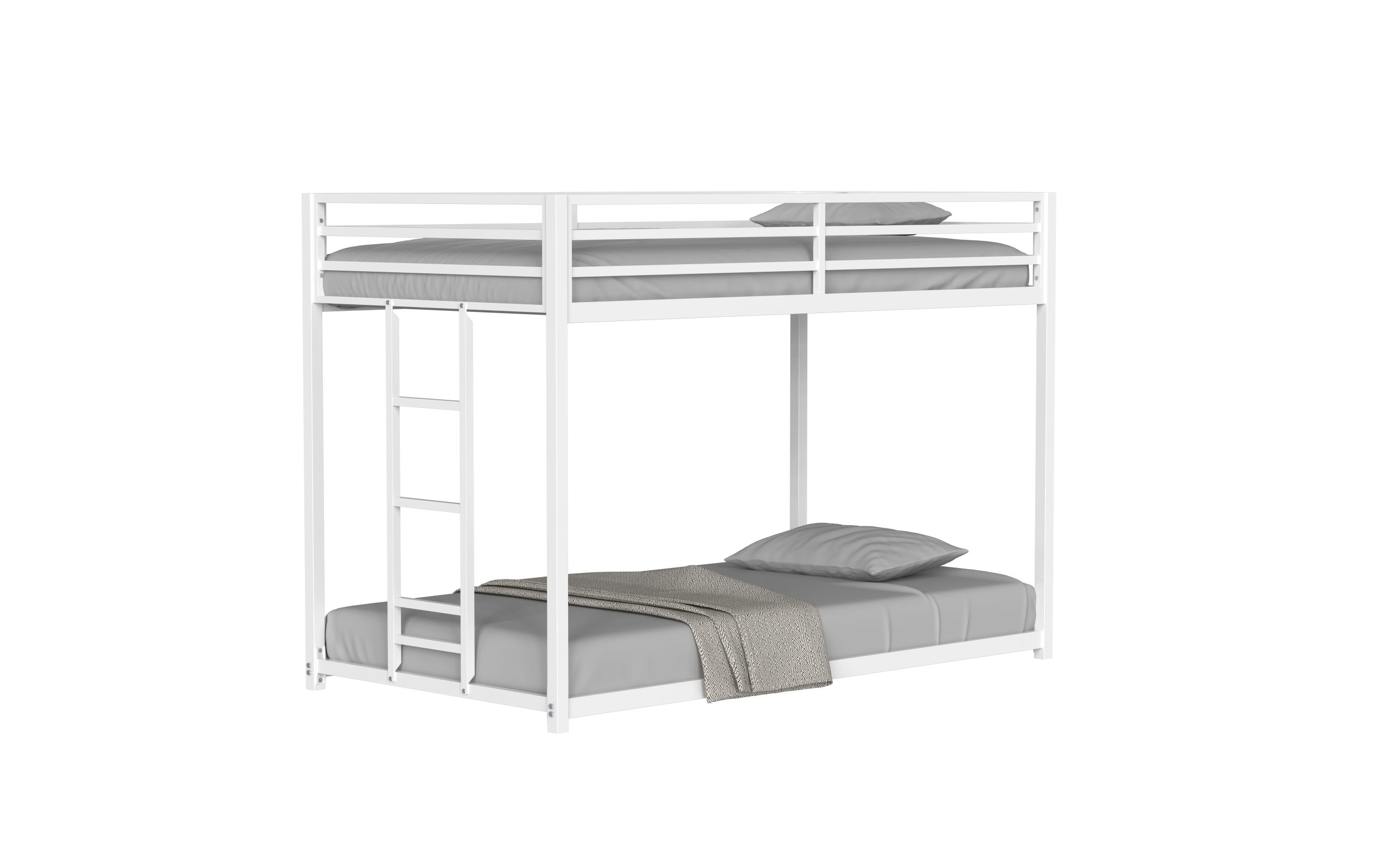 White Twin Over Twin Bunk Bed For Kids And Adult