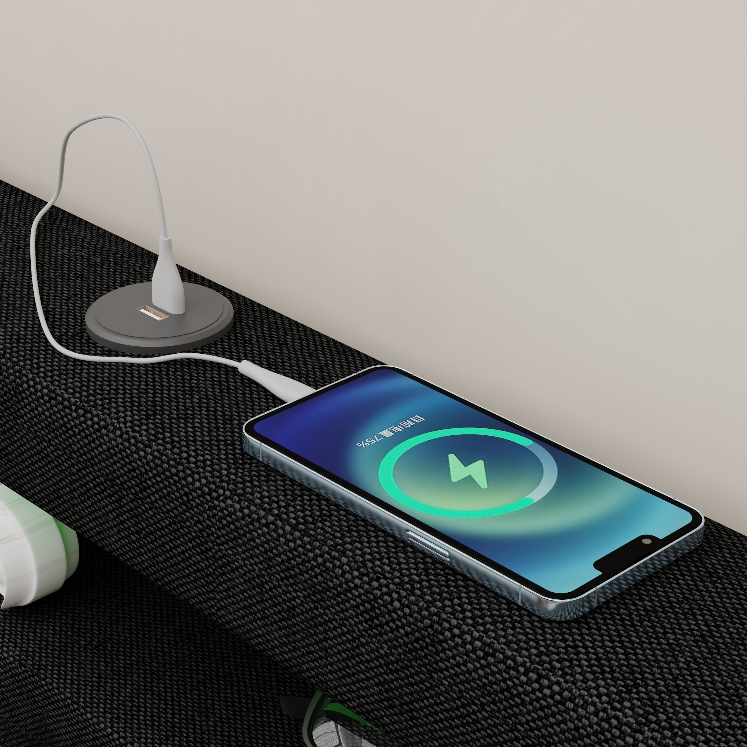 Queen Bed Frame with USB Charging Station & LED Lights