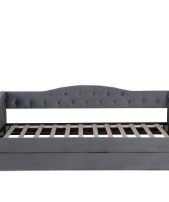 Twin Size Upholstered Daybed with Trundle and USB Charging