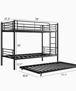 Metal Twin over Twin Bunk Bed With Trundle