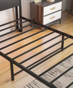 Metal Twin Size Bed Frame With Storage Headboard