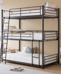 Twin Over Twin Over Twin Heavy Duty Metal Bunk Bed