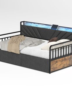 Sturdy Metal Twin Daybed With Drawers