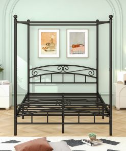 Queen Size Metal Canopy Bed Frame