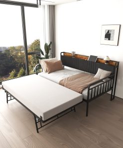 Sturdy Metal Twin Daybed With Trundle