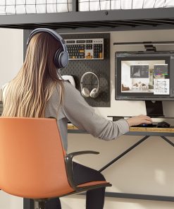 Twin Metal Loft Bed with L-Shaped Desk
